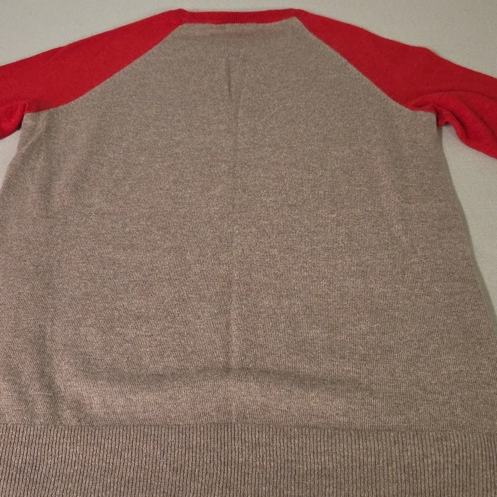 J. Crew Red and Tan Crewneck Sweater Size Small